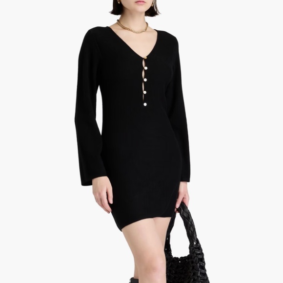Naadam Cashmere Dress with buttons, Black, Size Small - Picture 1 of 2